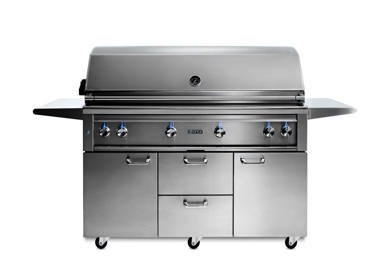Lynx 54” Freestanding Grill With 1 Trident Infrared Burner, 3 Ceramic Burners, Rotisserie - L54TRF 1 Lynx 54” Freestanding Grill With 1 Trident Infrared Burner, 3 Ceramic Burners, Rotisserie - L54TRF