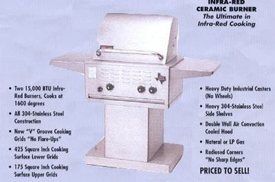 Elite I Infra Red Grill On Pedestal, 1 Side Shelf | LP 2 Elite I Infra Red Grill On Pedestal, 1 Side Shelf | LP - Image 2